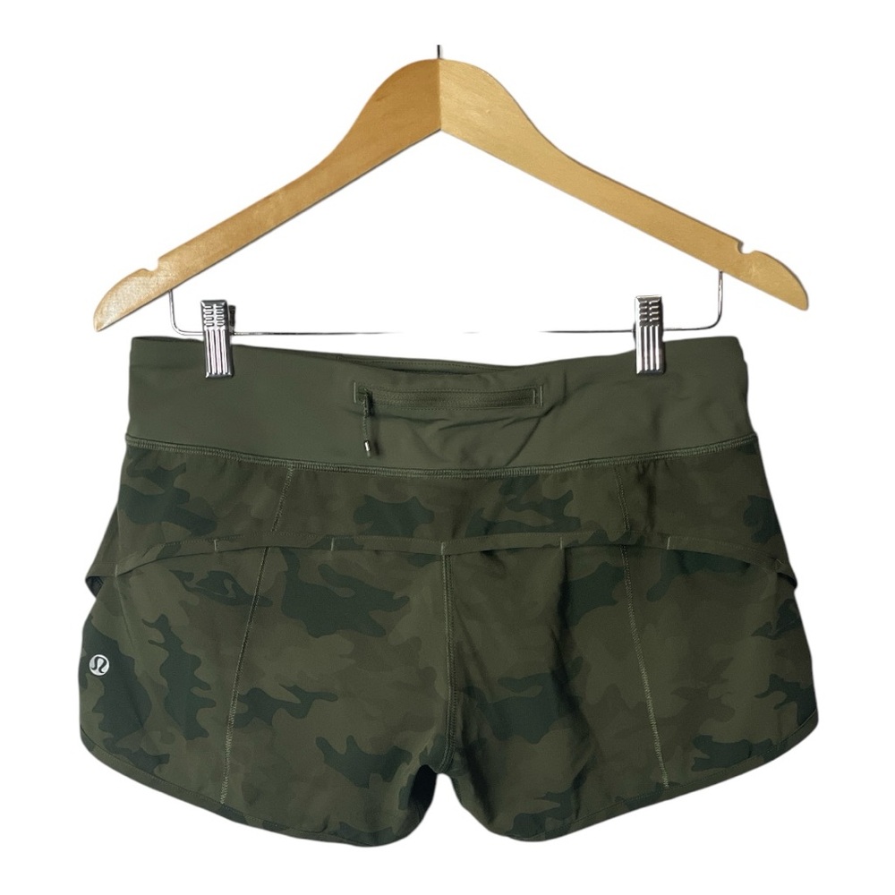 Lululemon Speed Shorts Savasana Camo Fatigue Green, Size 6 - Picture 2 of 4